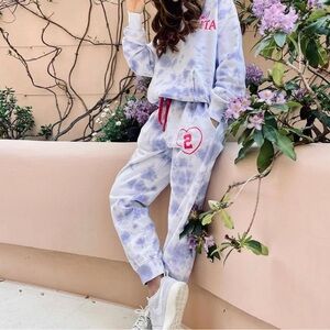 DANNIJO Mambacita Adult set Purple and White Tie-Dye Hoodie and jogger pants